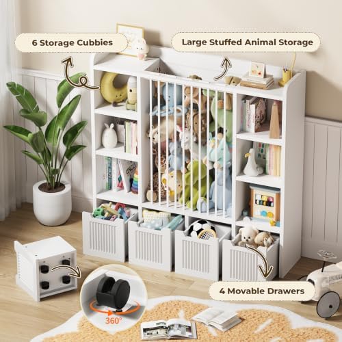 Toy Storage Organizer with Stuffed Animal Storage, White - Image 4