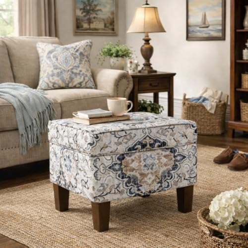 Spatial Order 22" Dinah Collection Storage Ottoman - Antiqued Ebony Cream - Image 5