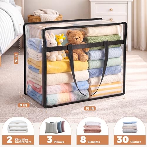 6 Pack Clear Storage Bags for Clothes, 45L Closet Organizers and Storage - Image 2