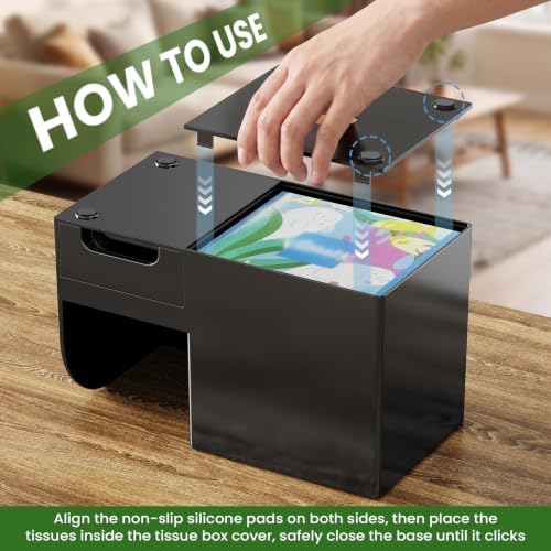Plastic Square Tissue Box Cover, Multi-Functional Tissue Holder, Black - Image 4
