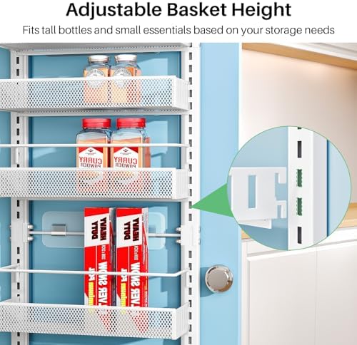 SNTD 8 Tiers Narrow Over the Door Organizer, 12.3"W x 4.7"D x 69"H, White - Image 7