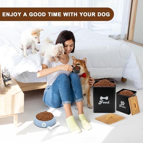 Dog Treat Container 2PCS, Dog Food Storage Container with Lids Airtight, Dog Treat Jars for Kitchen Counter-7+3Lbs, Small Dog and Cat Cookie Jar for Storage, Pet Treat Container (Upgraded) Black - Image 3