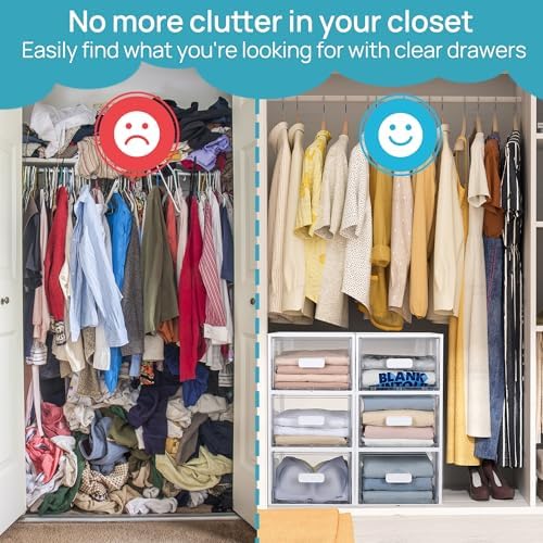 Vtopmart 4 Pack White Stackable Storage Drawers 15QT - Image 5