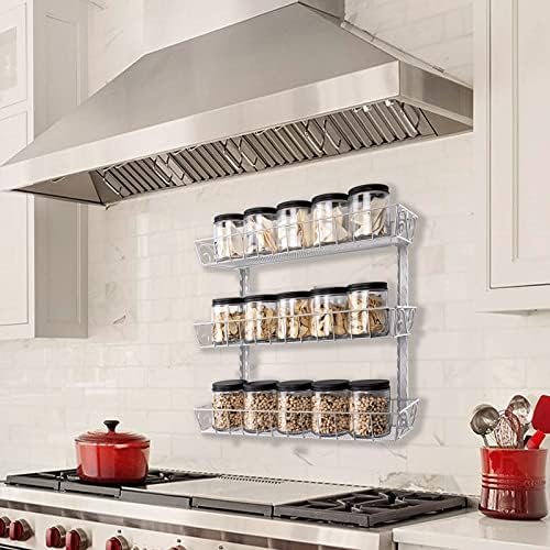 SWOMMOLY Wall Mount Spice Rack Organizer, 3-Tier Adjustable Dual-Use Shelf - Image 4