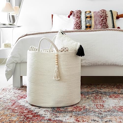 Mkono Woven Storage Basket for Blanket, Toys Plant Organizer, 15"W x 17.7"L - Image 2