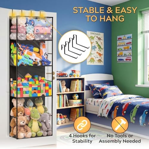 Ofiray-home Over the Door Stuffed Animal Storage with Clear Dust Cover - Image 5