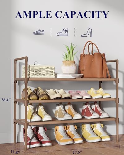 Kitsure Shoe Rack for Closet, Shoe Organizer, 27.6" Wide - 3 Tier, Brown - Image 2
