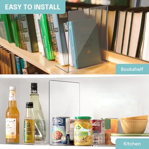 OKPOW Acrylic Shelf Dividers for Closet Organization: 12" Tall x 10" Deep Durable 8 Pack Clear Shelves Separators for Clothing Adjustable Purse Organizer - Image 6