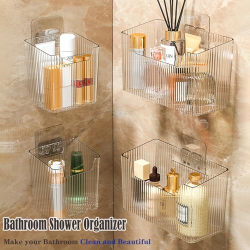 Lae Nuvole Adhesive Cabinet Door Organizer, 2 Pack Wall Shower Caddy, Clear - Image 4