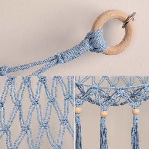 Stuffed Animal Toy Storage Hammock with LED Light-Macrame Jumbo Doll Room Organizer Mesh Decoration-Hanging Storage Nets Kids Bedroom(Blue Beads) - Image 6