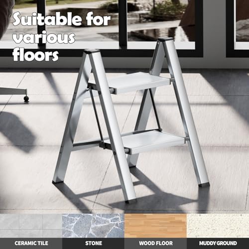 Taranta 2 Step Stool Foldable,Aluminum Step Ladder-Sliver - Image 7