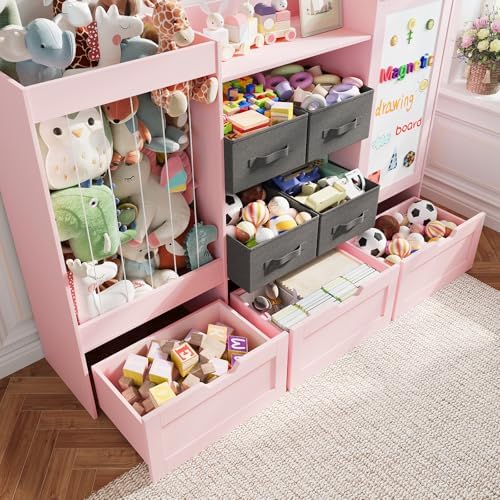 61"W Kids Toy Storage Organizer with Stuffed Animal Storage, Wooden - Image 5
