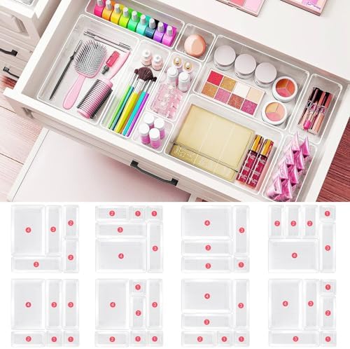 15 Pcs Clear Plastic Drawer Organizer, Makeup & Vanity Organizer - Image 5