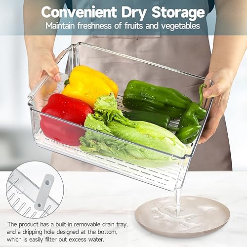 14 Pack Fridge Organizers and Storage - Refrigerator Organizer Bins with Lids, BPA-Free Fridge Organization, Fruit Storage Containers for Fridge, Vegetable, Food, Drinks, Cereals, Clear - Image 4