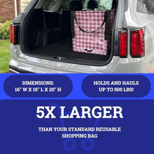 DURASACK Heavy Duty Storage Tote Bag 22-Gallon, Gingham Red, Pack of 4 - Image 5