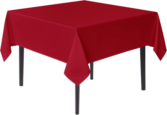 sancua Christmas Red Square Tablecloths 54x54 Inch - Fabric Table Cloth for Square or Round Tables, Washable Polyester Table Cover for Dinner, Holiday Party, Decorative Display Tables