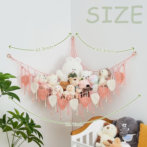 Pretty Jolly Stuffed Animal Hammock with Leaf Beads and Tassels - Image 5