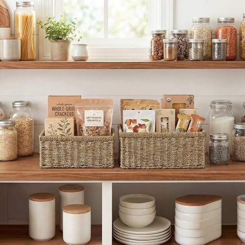 StorageWorks Wicker Storage Baskets, Natural Seagrass Storage Basket, 2Pack - Image 2