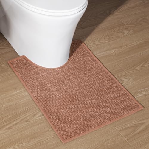 chakme Bathroom Rugs Mat U-Shaped 24x17, Ultra ThinNon Slip Bath Mat Small Quick Dry Absorbent Bath Matfor Bathroom Floor, (Dark Pink, U-24"x17") by CHAKME