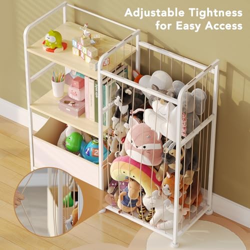 BBLIKE Toy Storage Organizer, Stuffed Animal Storage with Toy Bin, Beige - Image 5