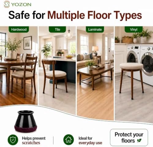 YOZON Chair Leg Floor Protectors Silicone Caps Felt Furniture Pads Covers - Image 5