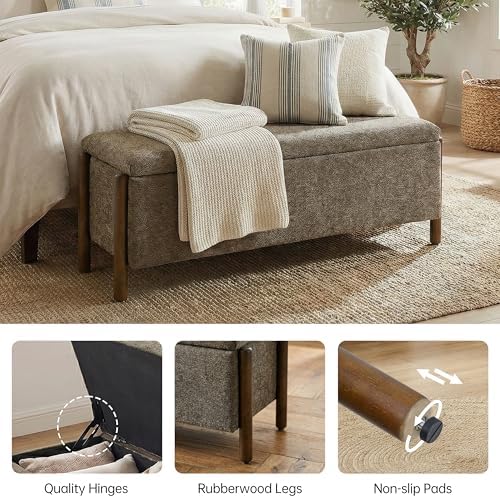 Usaint 47" Fabric Upholstered End of Bed Storage Ottoman Bench, Brown - Image 4