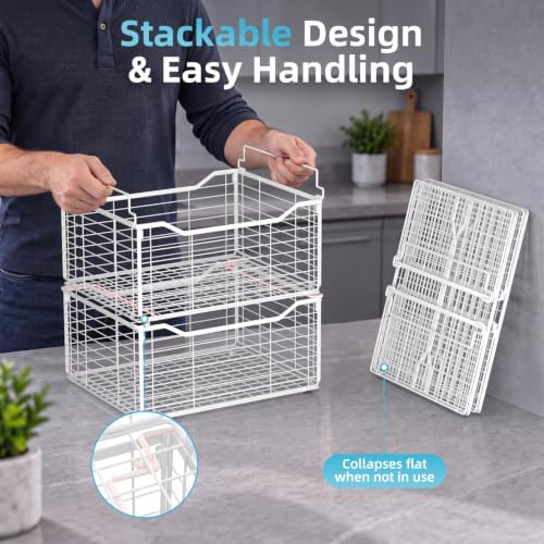 Freezer Organizer Bins,6 Pack Large Deep Freezer Organizer Bins for 5/7/10 Cu.FT Deep Freezer,Easy Access,Stackable & Sturdy,White - Image 4