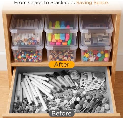 Citylife 4 Packs Small Storage Bins with Lids 3.2 QT Plastic Storage Containers for Organizing Stackable Clear Storage Boxes - Image 5