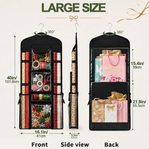 Wrapping Paper Storage Organizer, Double-Sided Hanging Gift Wrap Storage - Image 2