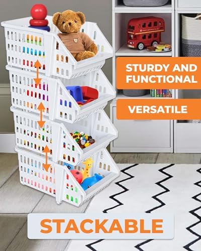 Small Stackable Storage Bins Open Front for Pantry Storage, 12 Pack - White - Image 4