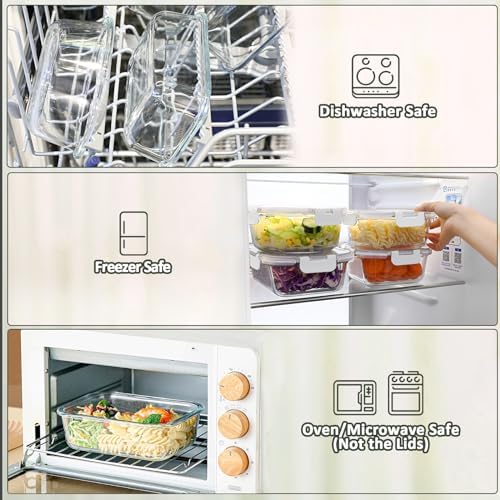 M MCIRCO 80 oz & 36 oz Extra Large Glass Food Storage Containers with Lids - Image 4