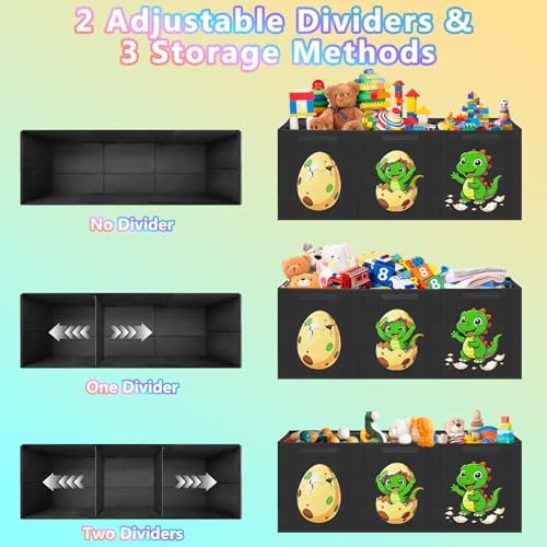 Livole Large Toy Box Collapsible Kids Toy Chest Bins with Lid & Divider - Image 5