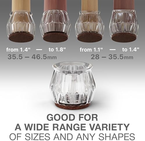 16 PCS Chair Leg Floor Protectors with Felt Pads X-Protector - 1.4" - 1.8" - Furniture Pads for Hardwood Floors - Clear Chair Pads - Floor Protectors for Chairs - Brown Chair Leg Covers! - Image 3