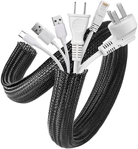 AGPTEK Cable Management Sleeve, 2 Pack 5ft - 1.2 inch Cord Hider, Black by AGPTEK