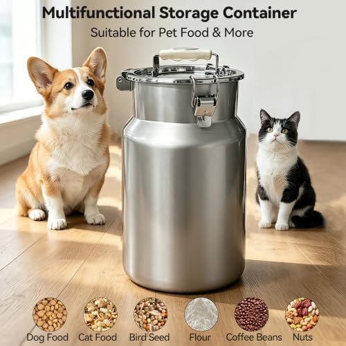 Newget 25 lb Stainless Steel Airtight Dog Food Storage Container with Scoop - Image 6