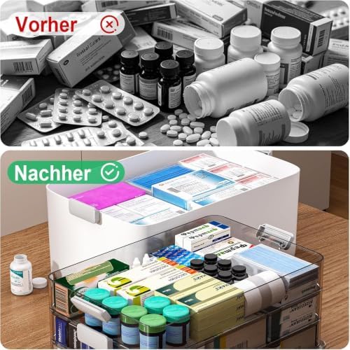 JOYBOS 4-Tier Medicine Organizer Storage Box with Lid and Leather Handle, Portable Latch Bin for Pill Bottle, First Aid, Sewing, Art, Craft - Image 4