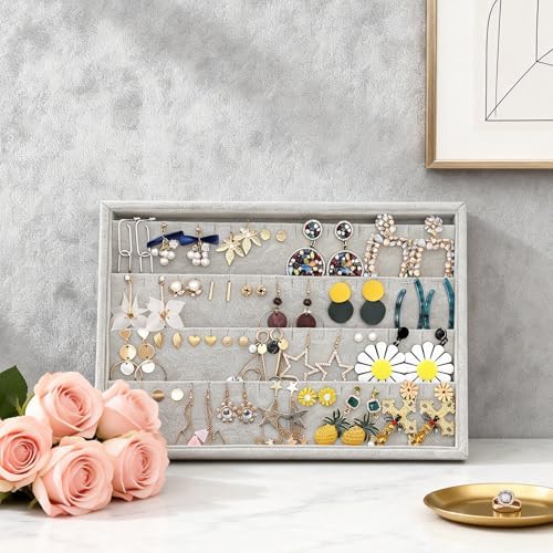 Stratalife 40 Pairs Velvet Stud Earring Organizer Tray, 13.8" x 9.4" x 1.2" - Image 3