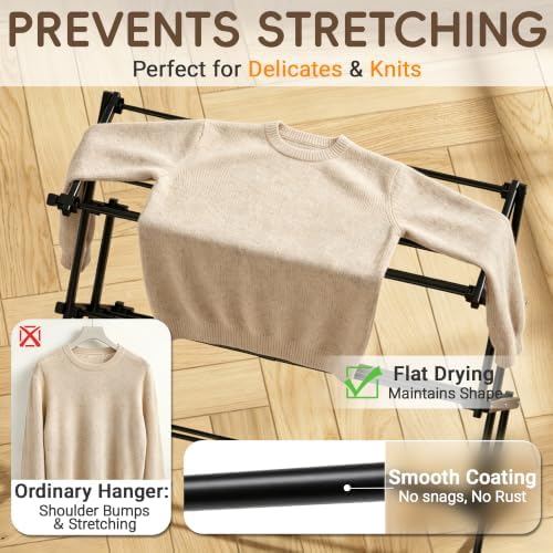 Foldable Clothes Drying Rack, Sleek Black for Modern Apartment - Image 6