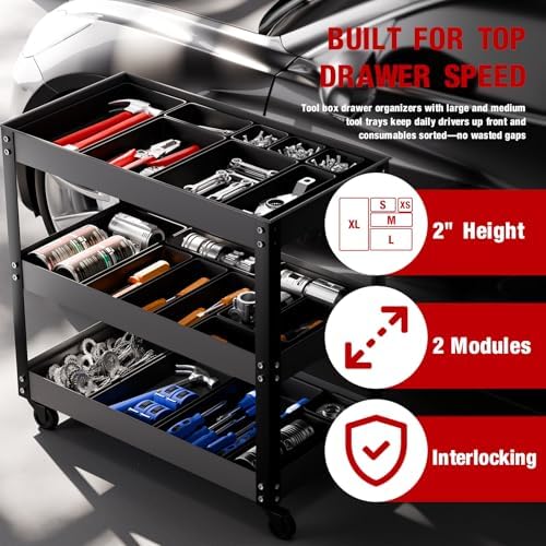 10 PCS Tool Box Drawer Organizers, Large & Medium Tool Trays for Tool Box Organization, Tool Organizers and Storage for Garage and Rolling Tool Chest - Image 5