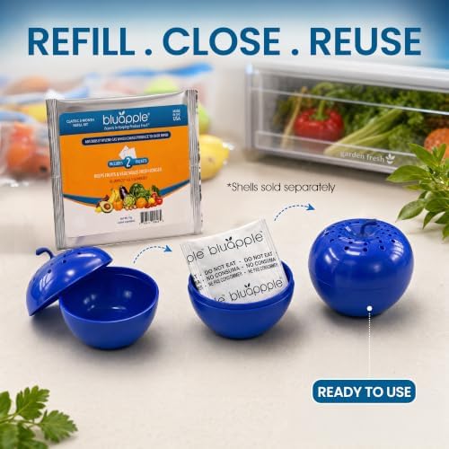 Bluapple Produce Saver Ethylene Gas Absorber - Fresh Fruit & Vegetable Storage for Refrigerator, Each Packet Lasts 3 Months, Produce Storage, BPA Free - Combo Pack (8 Packets & 2 Bluapples for 1 Year) - Image 4