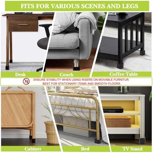 32 Pack Furniture Risers 1, 2 or 3 Inch, Adjustable Bed Risers Heavy Duty For Table Desk Couch Chair Sofa Cabinet Bed Legs Dorm, Square Stackable Bed Raisers Blocks Lift Height 1", 2" or 3", Black - Image 3