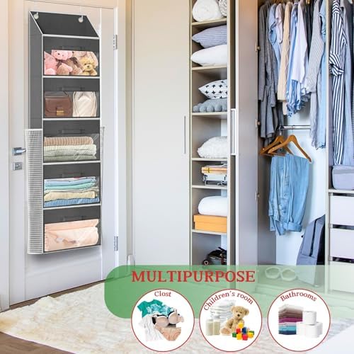 Over Door Wrapping Paper Organizer Storage with 5 Removable Drawers & 2 Large Side Pockets for Gift Wrap Rolls Wrap Storage for Ribbons, Bows, Ornaments and Tools - Image 6