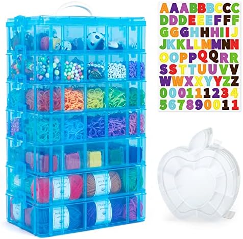 INSCRAFT 7 Layers Stackable Storage Container, 70 Adjustable Compartments (Blue) Stackable Storage Container, Perfect for Kids Toys, Art Crafts, Jewelry, Supplies, Mini Case & Letter Sticker Included by INSCRAFT