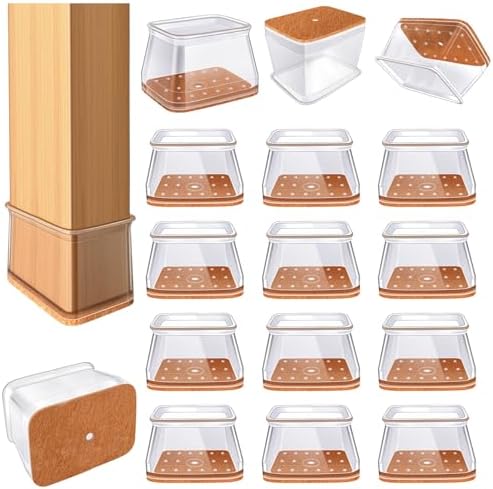 24 Pcs Chair Leg Floor Protectors for Hardwood Floors Rectangle by VIUME
