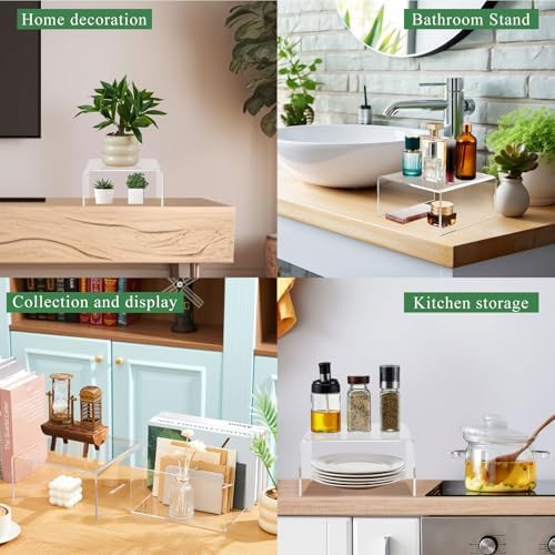 RattanView 2 Pcs 9 x 9 x 4.5'' Clear Square Acrylic Shelf Riser, 5mm Thick - Image 5