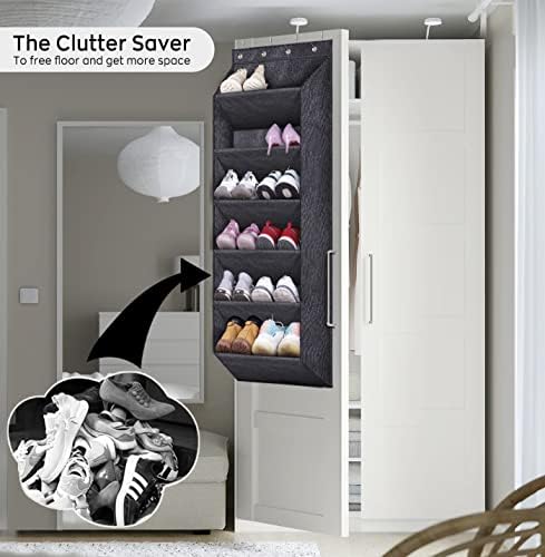 SLEEPING LAMB Over The Door Shoe Organizer for Closet with Large Deep Pockets, Narrow Shoe Rack for Door Hanging Boots Storage, Black - Image 6