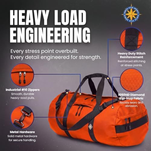 75L Travel Duffle Bag, Heavy Duty Ripstop Gym Weekender Bag - Image 6