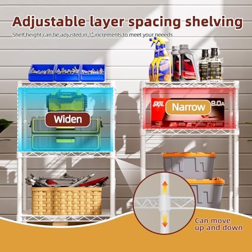 SINGAYE 3 Small Wire Shelves Kitchen Pantry Close Home Organizers and Storage Bathroom Shelf Laundry Room Organization Adjustable Book Metal Garage Shelving Unit - Image 7