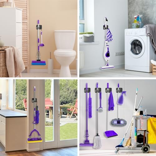 Broom Holder Wall Mount Rack, 304 Stainless Steel Mop and Tool Organizer - Image 6