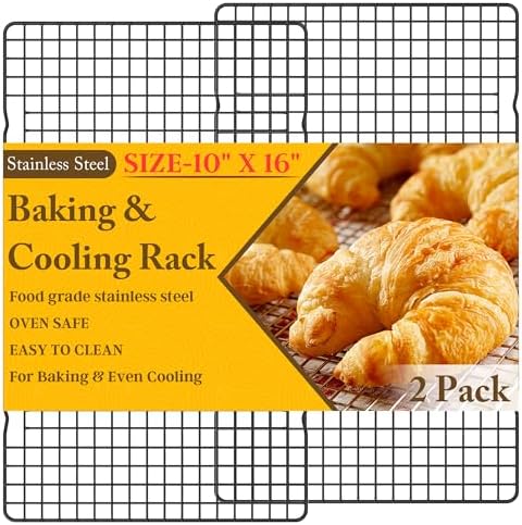2 PCS Cooling Racks for Cooking and Baking, 10" x 16", Black by QukakaHomeCare